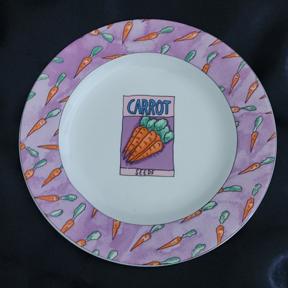 Fitz & Floyd Habitat Americana Seed Package CARROT Dinner Plate Omnibus Garden